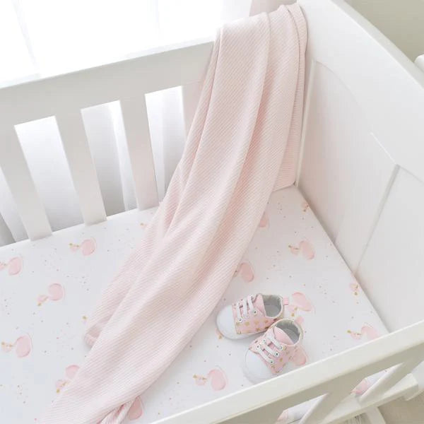 Living Textiles 2-pack Jersey Bassinet Fitted Sheet(40 x 80 x 12cm)- Swan Princess|Pink Stripe