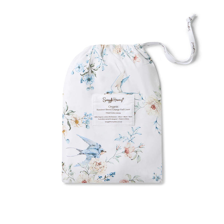 Snuggle Hunny Organic Bassinet Sheet / Change Pad Cover -  Sweet Swallows