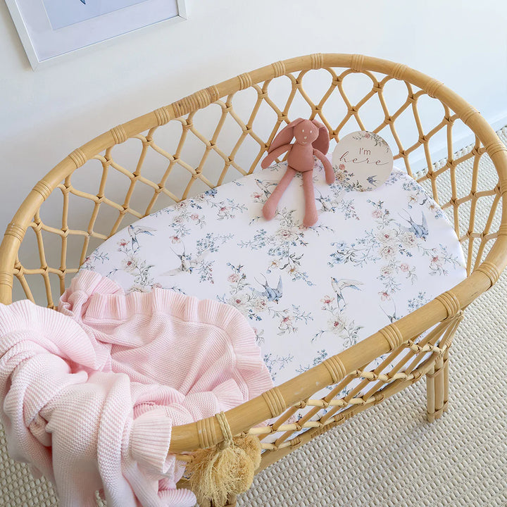Snuggle Hunny Organic Bassinet Sheet / Change Pad Cover -  Sweet Swallows