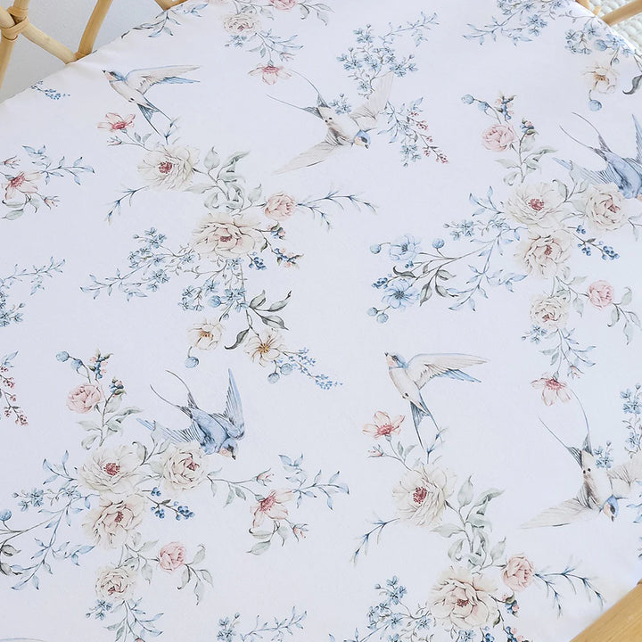 Snuggle Hunny Organic Bassinet Sheet / Change Pad Cover -  Sweet Swallows