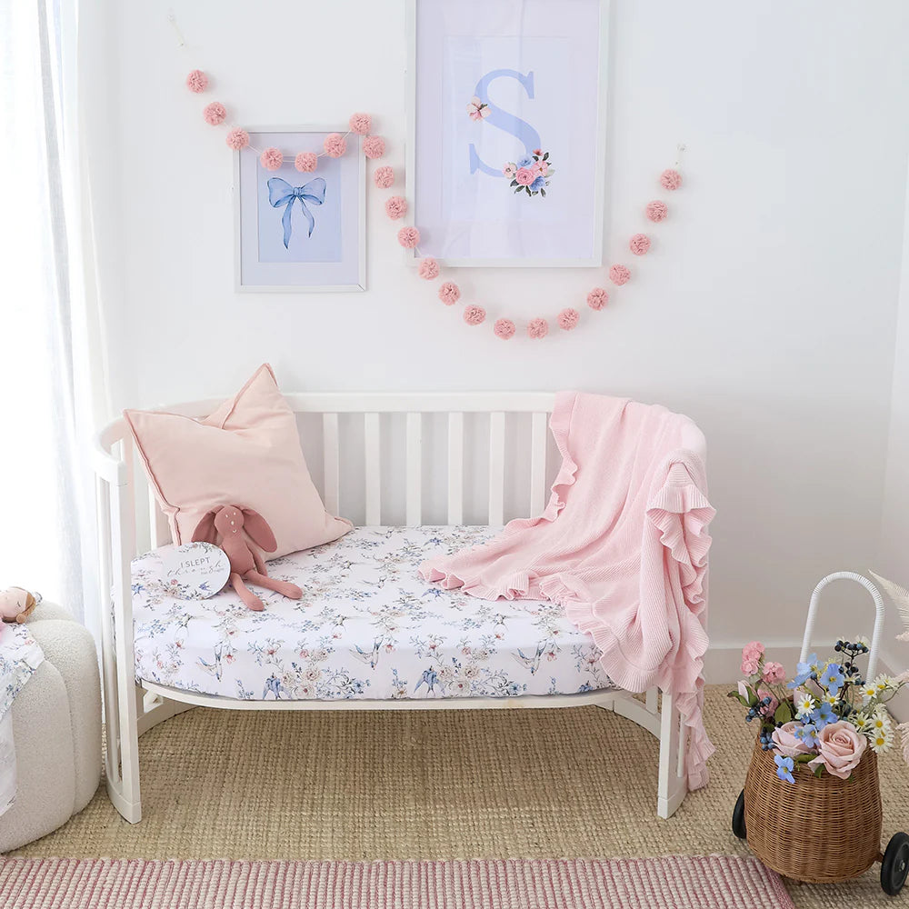 Snuggle Hunny Organic Fitted Cot Sheet - Sweet Swallows
