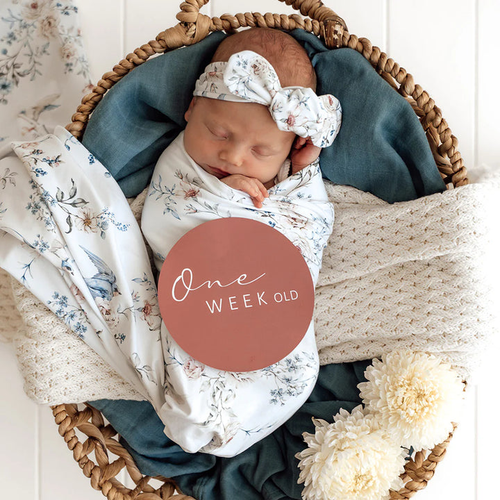 Snuggle Hunny Organic Jersey Wrap & Topknot Set - Sweet Swallows