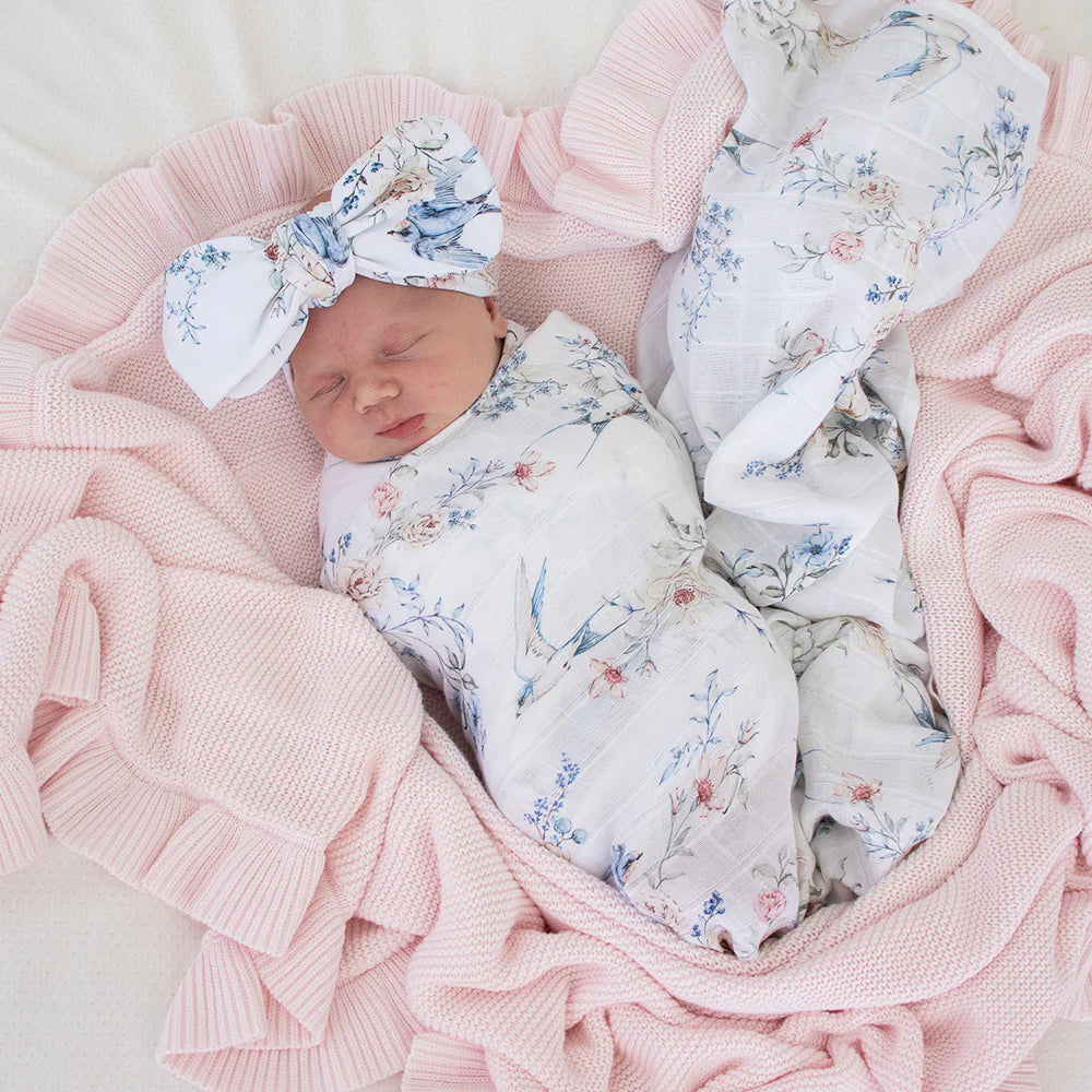 Organic Muslin Wrap - Sweet Swallows