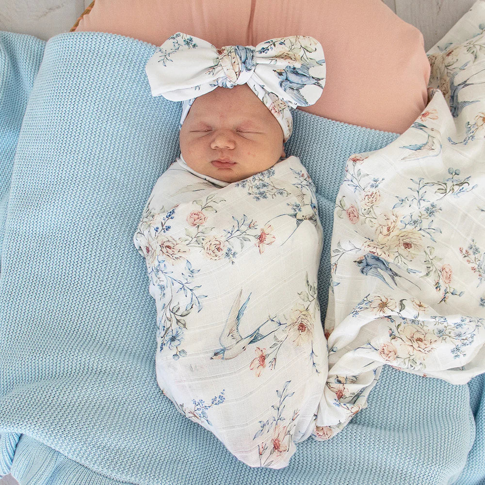 Organic Muslin Wrap - Sweet Swallows