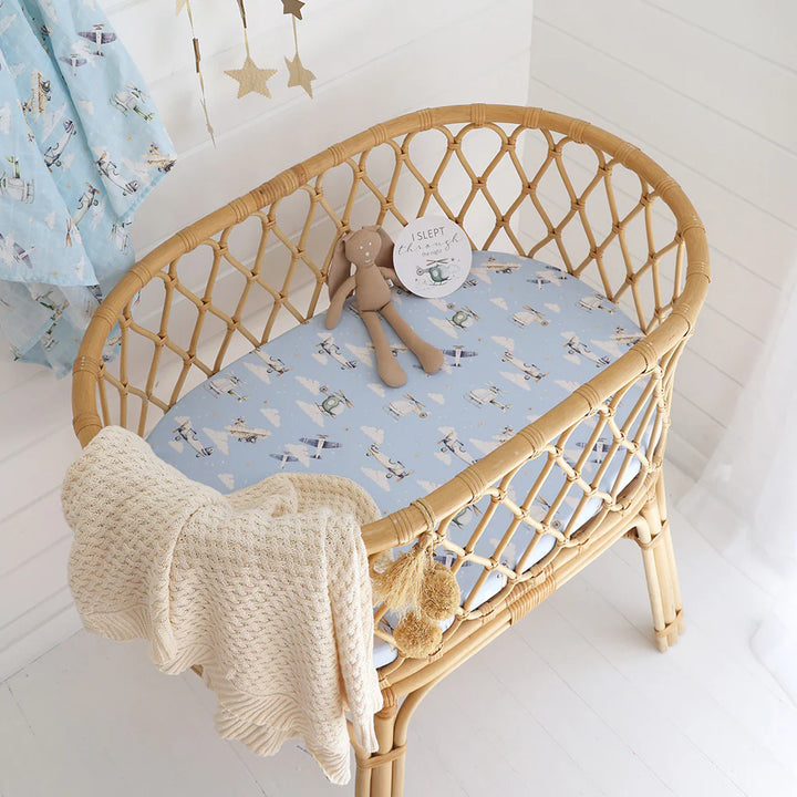 Organic Bassinet Sheet / Change Pad Cover - Taking Flight