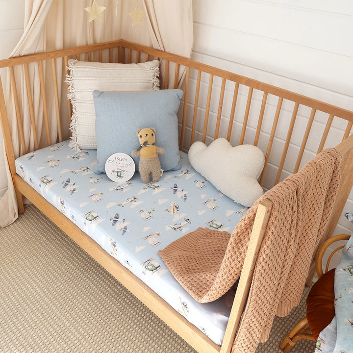 Organic Fitted Cot Sheet - Taking Flight