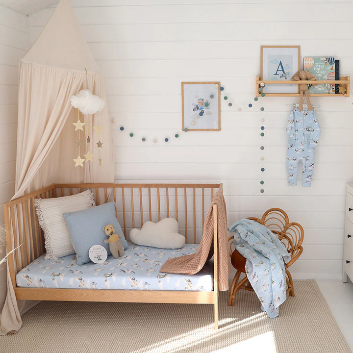 Organic Fitted Cot Sheet - Taking Flight