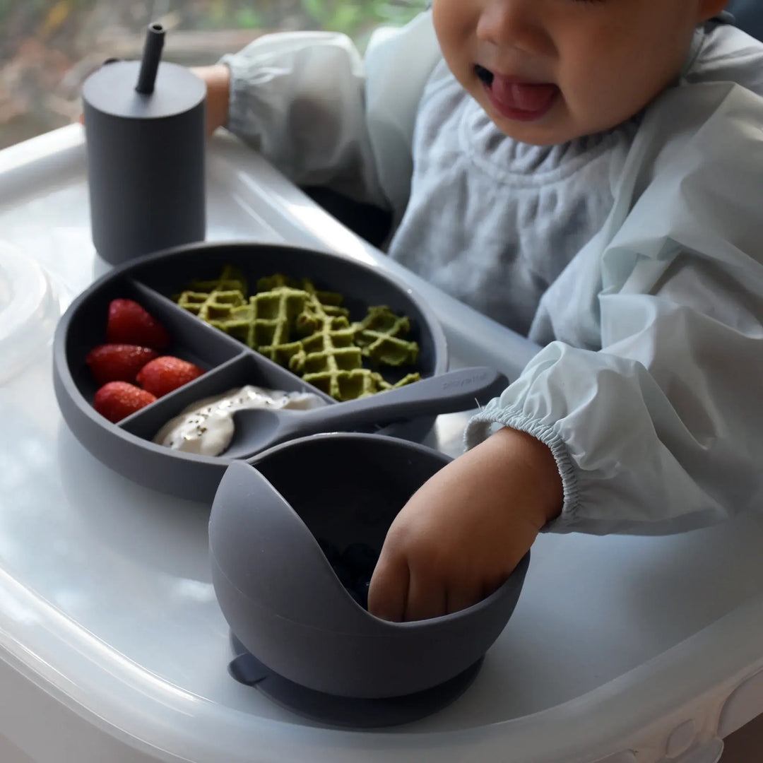 Playette Baby Silicone Feeding Set 4 Piece - Grey (1501008)
