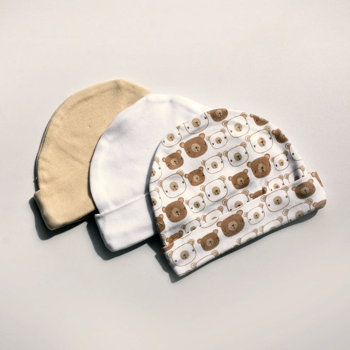 Playette 3 Pack Newborn Bear Print Caps (1341132)