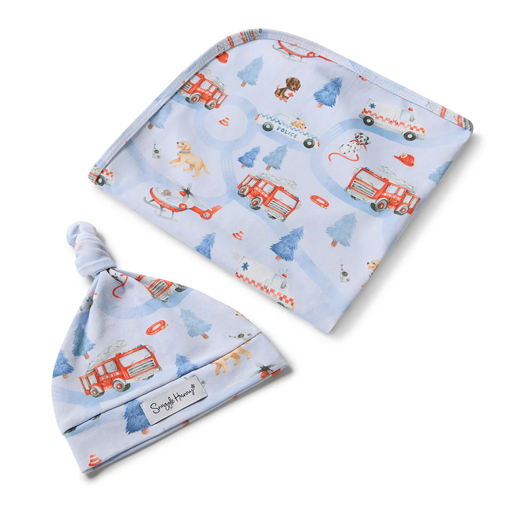 Organic Jersey Wrap & Beanie Set - To The Rescue