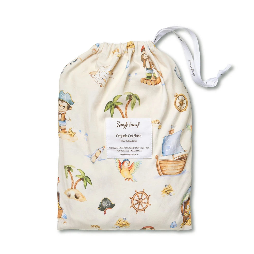 Snuggle Hunny Organic Fitted Cot Sheet - Treasure Island