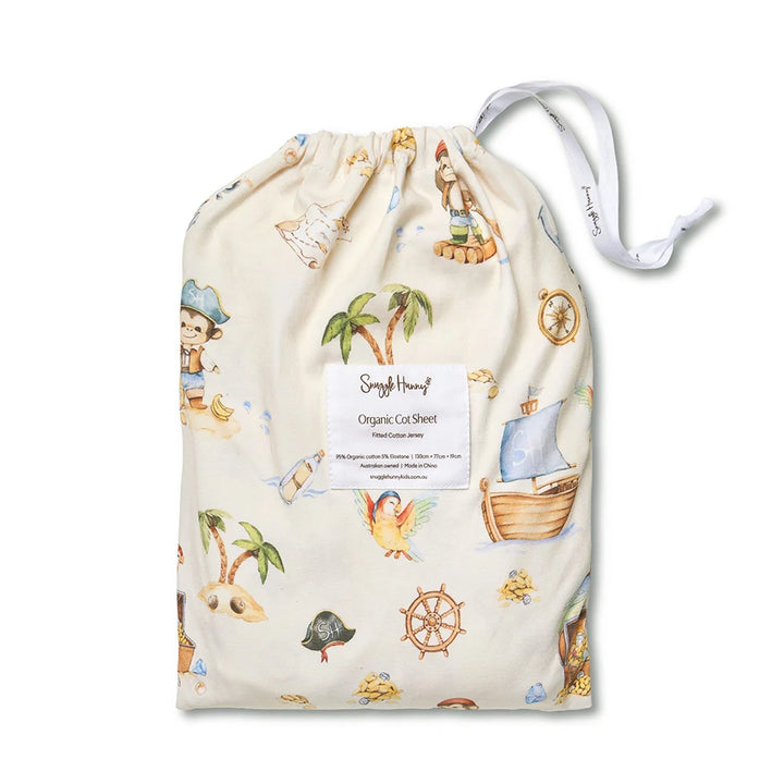 Snuggle Hunny Organic Fitted Cot Sheet - Treasure Island