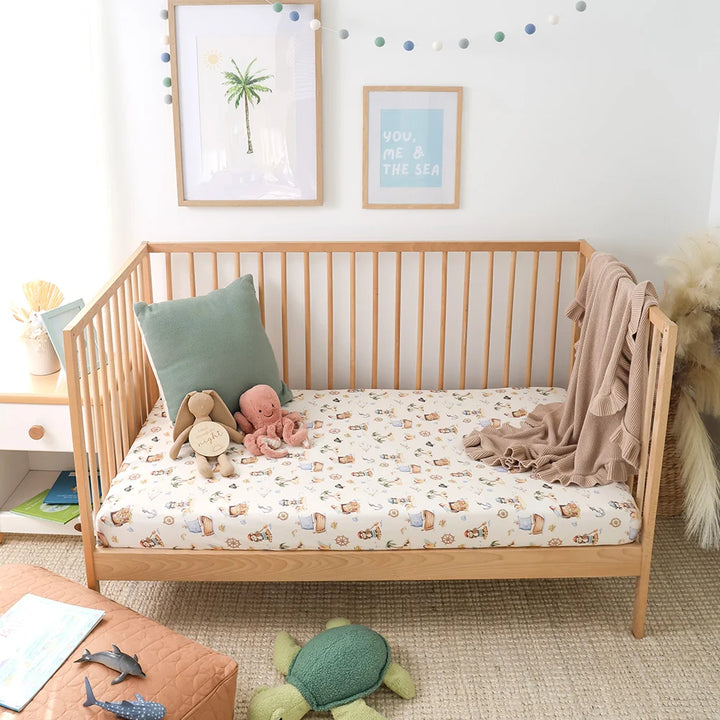 Snuggle Hunny Organic Fitted Cot Sheet - Treasure Island