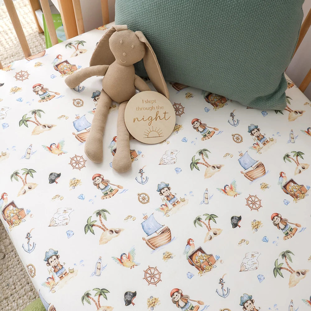 Snuggle Hunny Organic Fitted Cot Sheet - Treasure Island