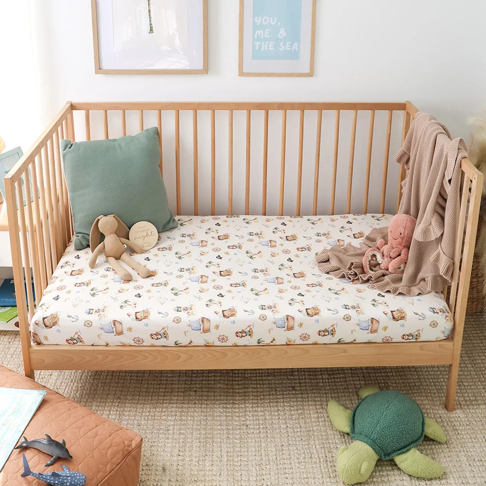 Snuggle Hunny Organic Fitted Cot Sheet - Treasure Island