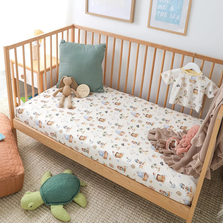 Snuggle Hunny Organic Fitted Cot Sheet - Treasure Island
