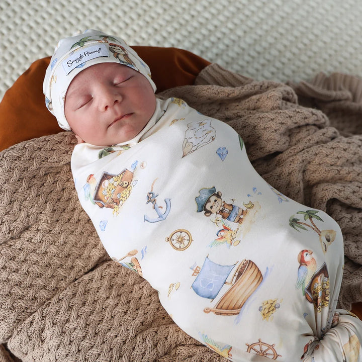 Snuggle Hunny Organic Jersey Wrap & Beanie Set - Treasure Island