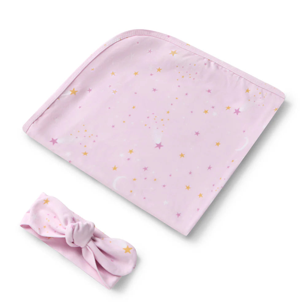 Organic Jersey Wrap & Topknot Set - Twinkle