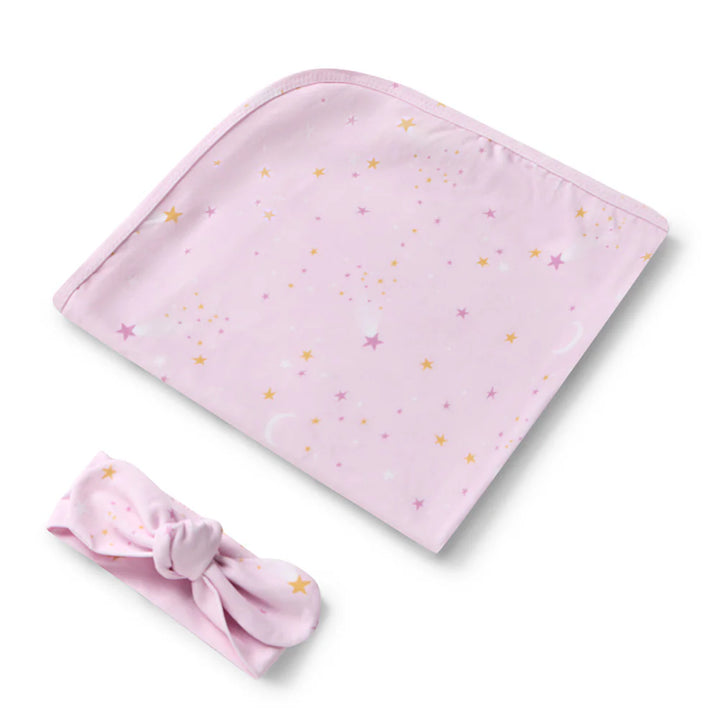 Organic Jersey Wrap & Topknot Set - Twinkle