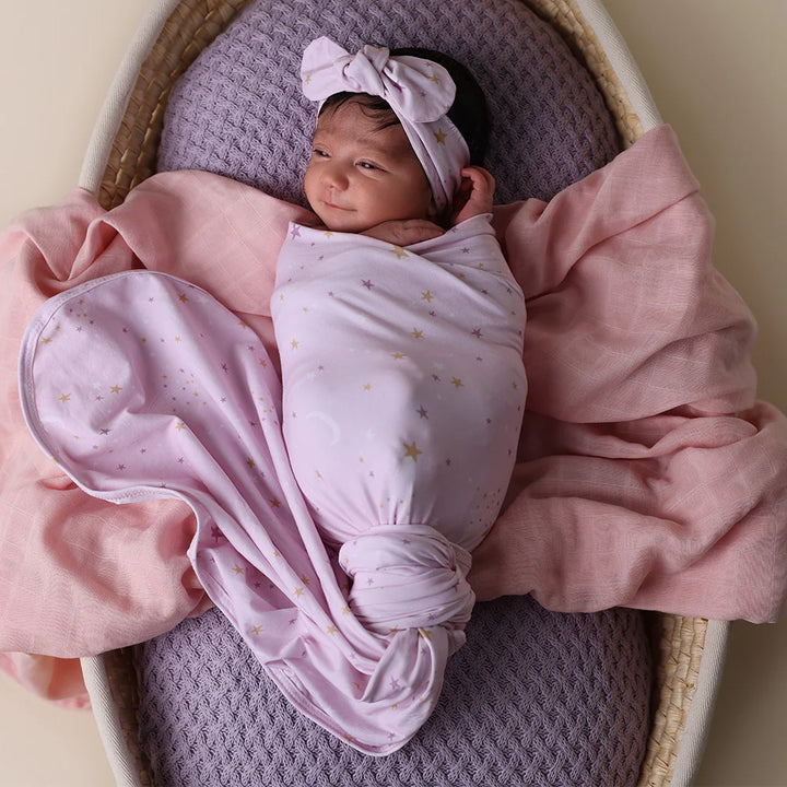 Organic Jersey Wrap & Topknot Set - Twinkle