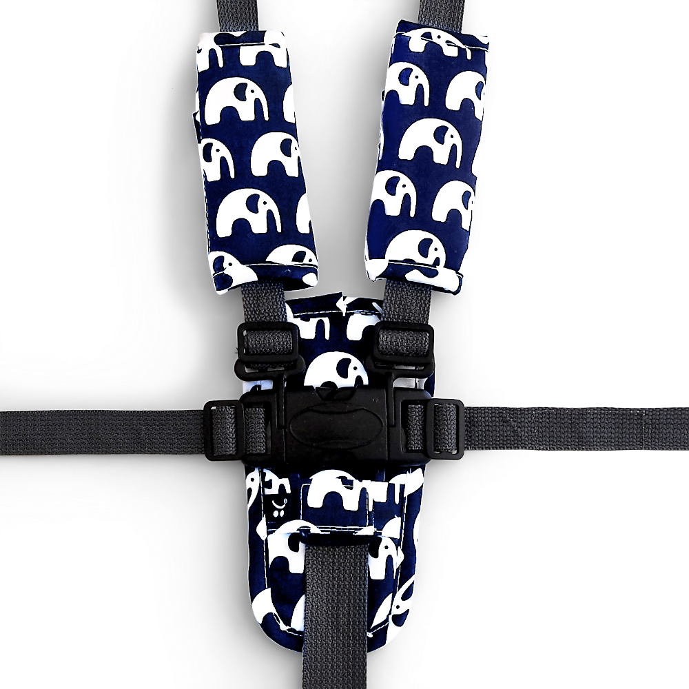Outlookbaby 3 Piece Harness Cover Set Navy Elephants