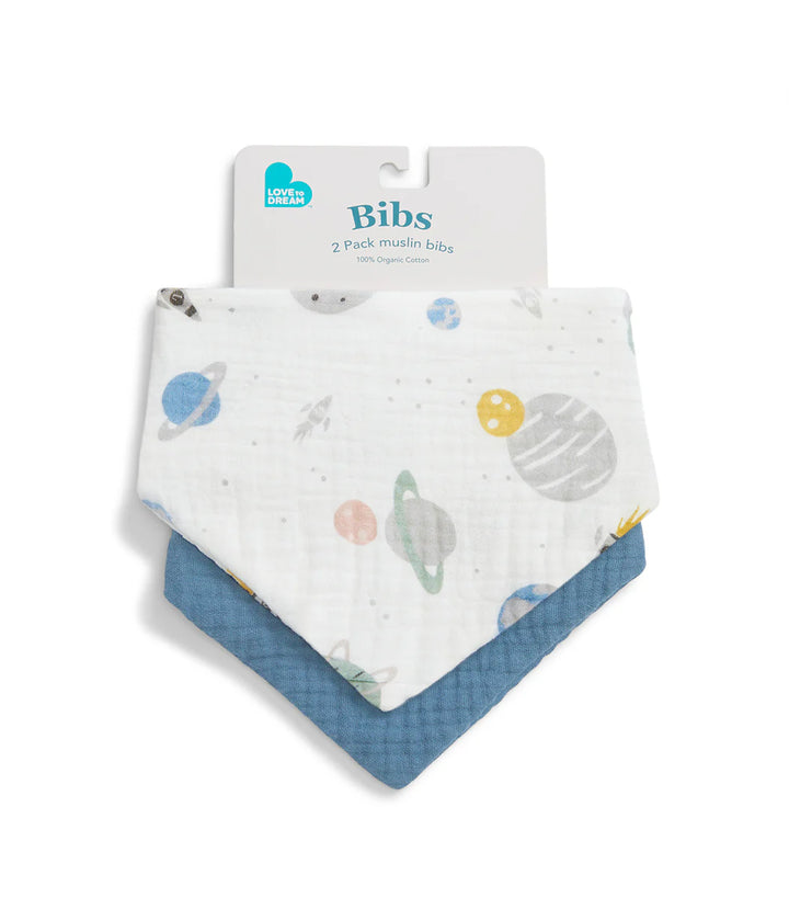Love to Dream Bib 2 Pack - Storm Blue Rocket