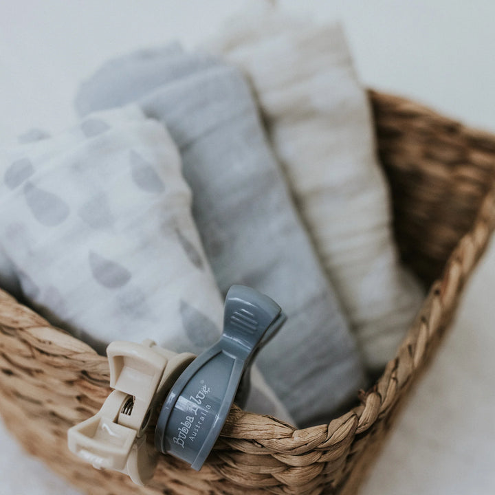 Bubba Blue 4pk Pram Clips Unisex Pack - Grey/Sand/Nutmeg/Terracotta