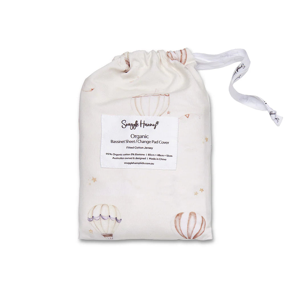 Organic Bassinet Sheet / Change Pad Cover -  Up & Away