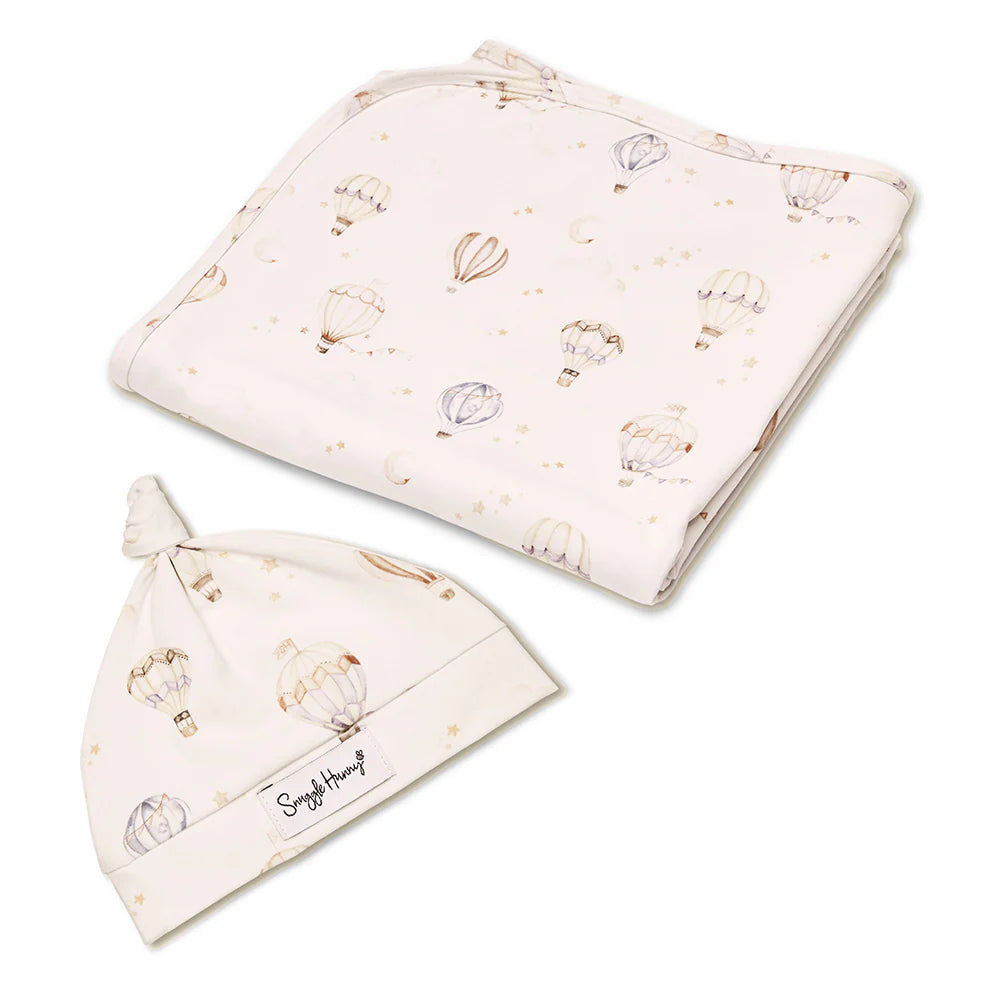 Snuggle Hunny Organic Jersey Wrap & Beanie Set - Up & Away