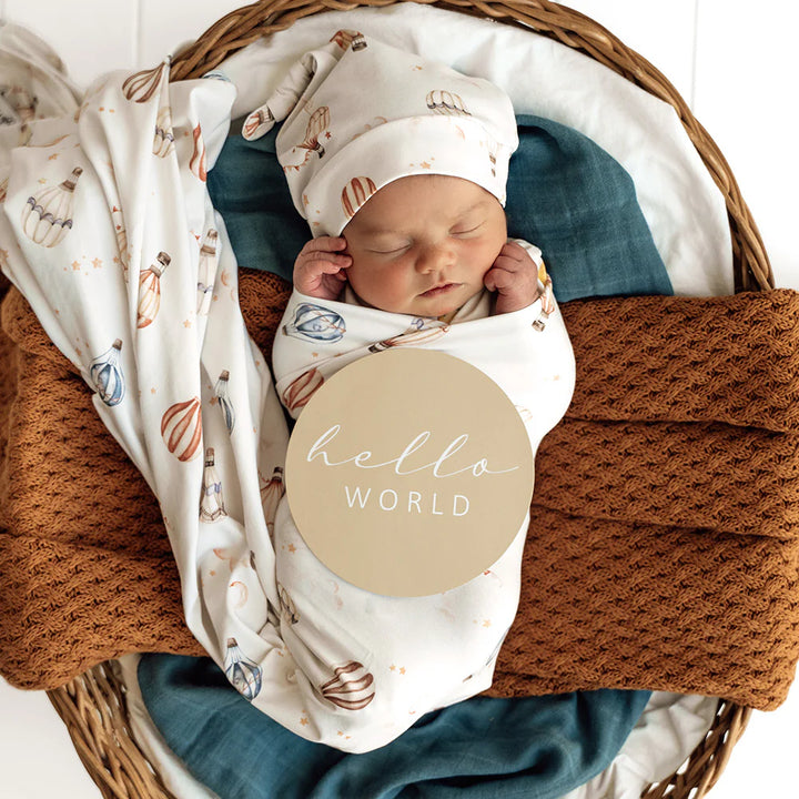 Snuggle Hunny Organic Jersey Wrap & Beanie Set - Up & Away