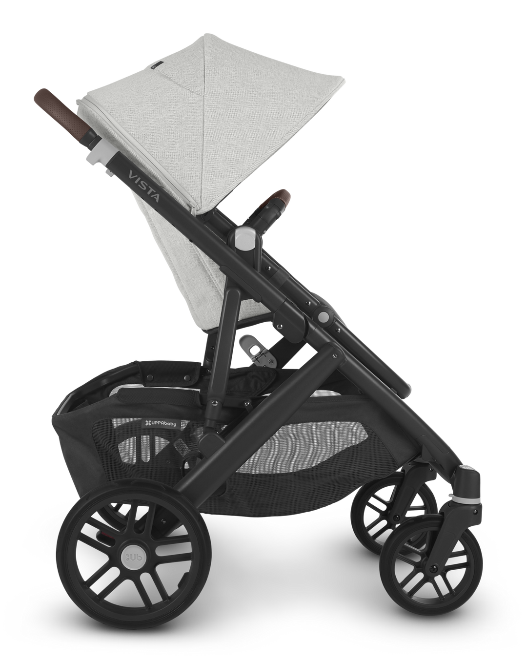 UPPAbaby VISTA V2 Stroller with bassinet - ANTHONY (white & grey chenille/carbon/chestnut leather)
