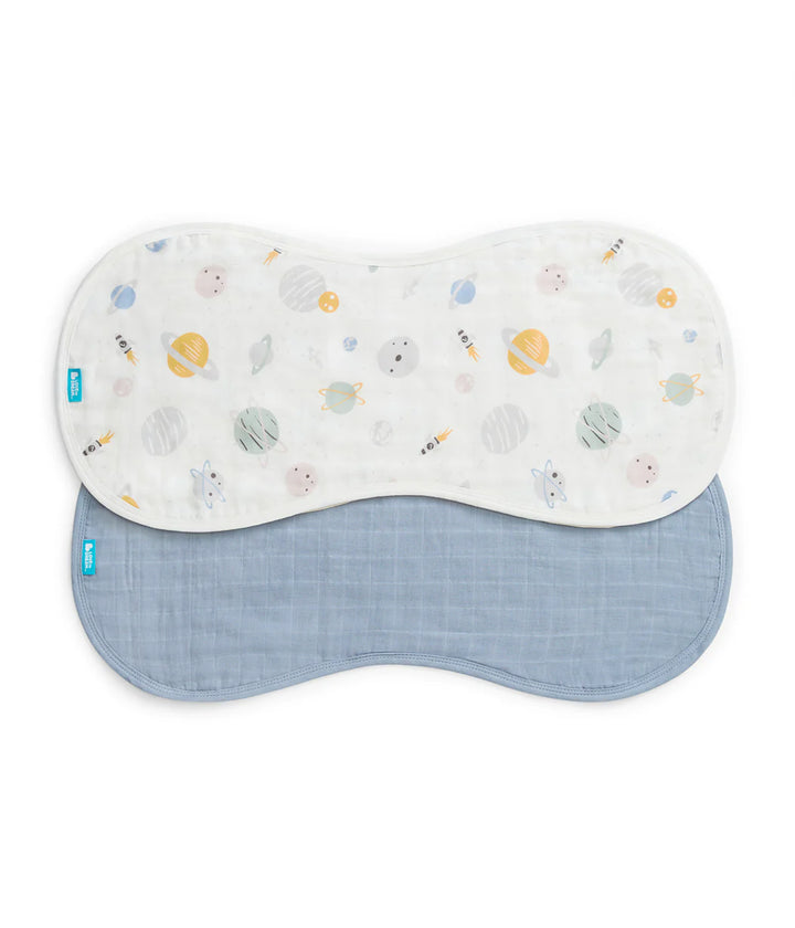Love to Dream Burp Cloth 2 Pack - Mist Blue Rocket