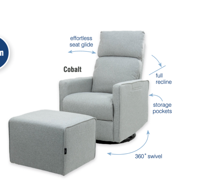 Valco Baby Selene Glider Set(Incl Harmony Ottoman)-Carbon(N0183/N0186)