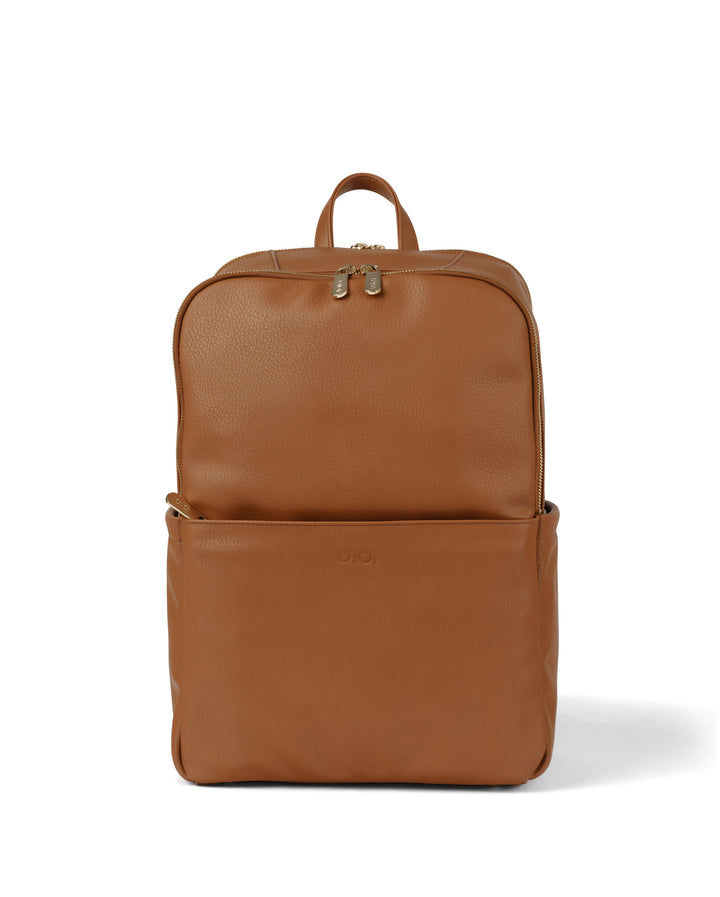 OiOi Multitasker Nappy Backpack - Chestnut Brown Vegan Leather