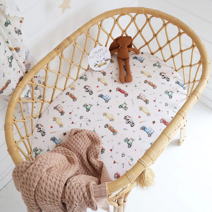 Organic Bassinet Sheet / Change Pad Cover - Vintage Cars