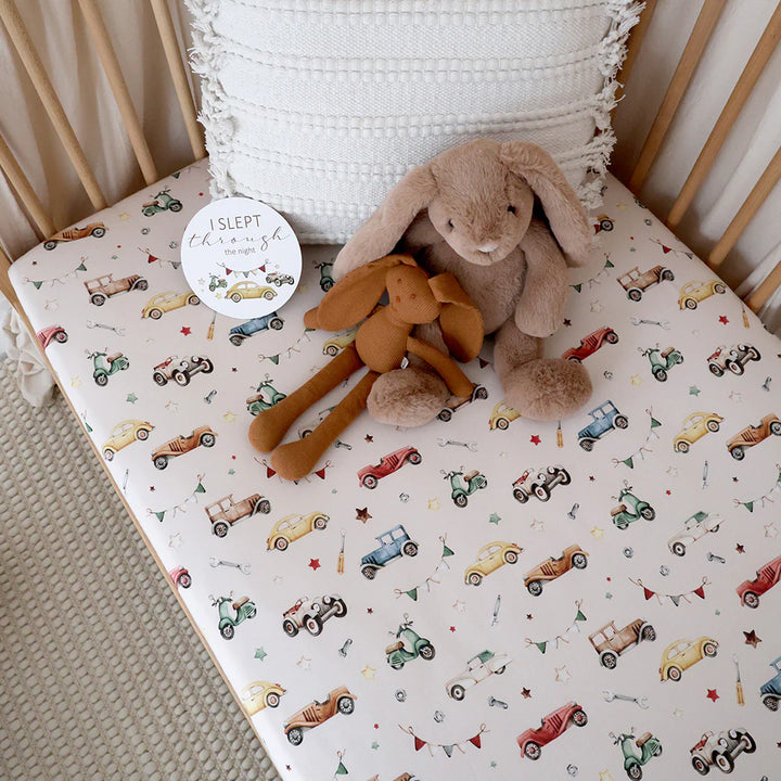 Organic Fitted Cot Sheet - Vintage Cars