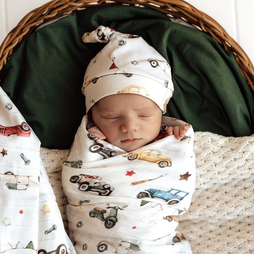 Organic Muslin Wrap - Vintage Cars