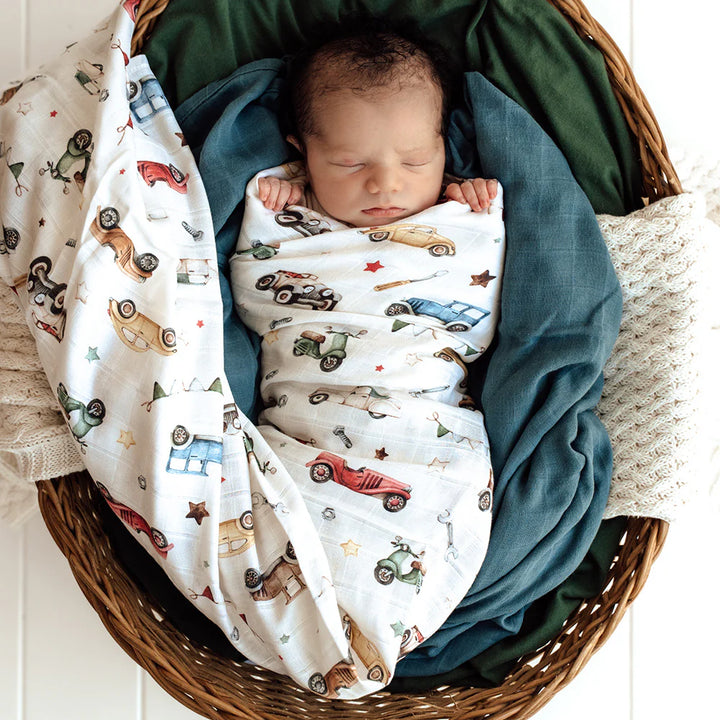 Organic Muslin Wrap - Vintage Cars