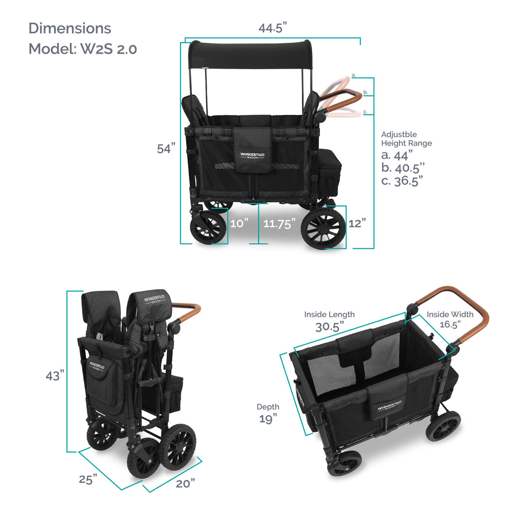 Wonderfold W2 Luxe - Double Wagon - Volcanic Black