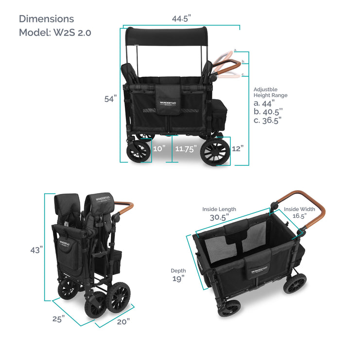 Wonderfold W2 Luxe - Double Wagon - Volcanic Black