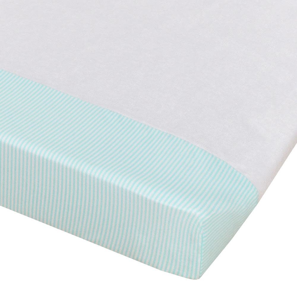 JERSEY CHANGE PAD COVER AQUA STRIPE/TOWELLING