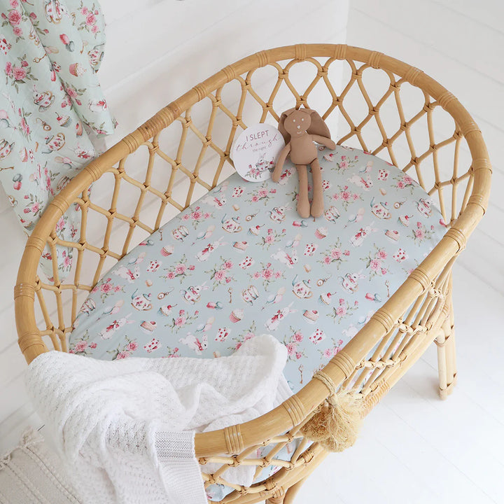 Organic Bassinet Sheet / Change Pad Cover - White Rabbit