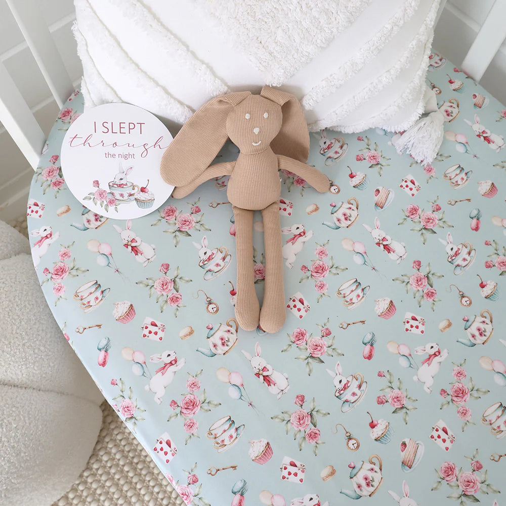 Organic Fitted Cot Sheet - White Rabbit