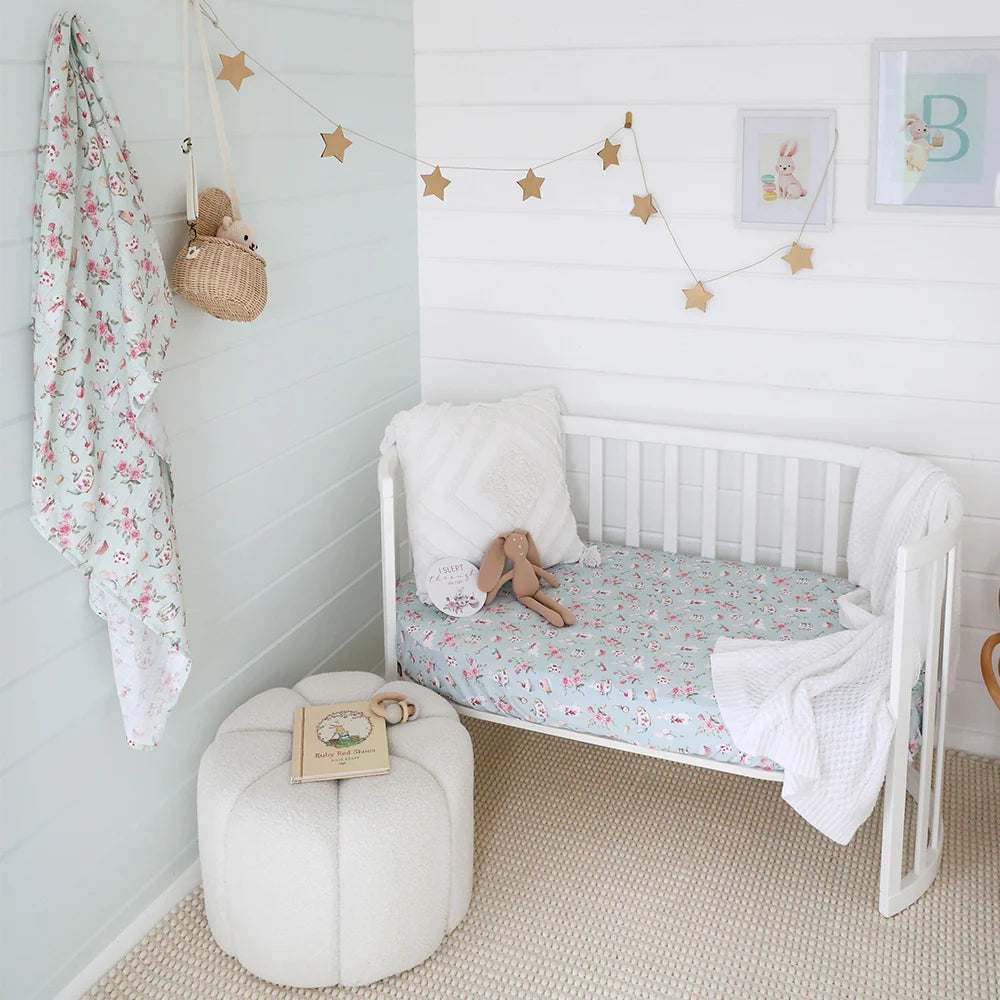 Organic Fitted Cot Sheet - White Rabbit