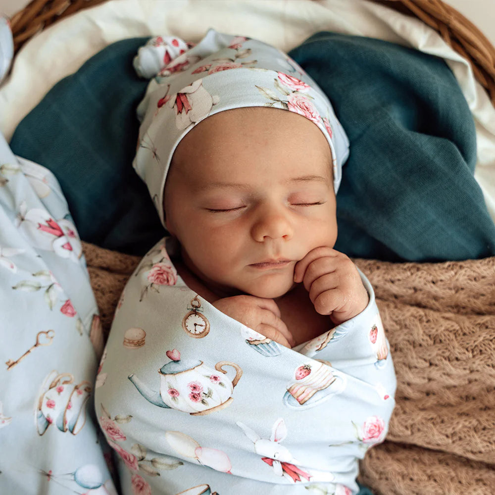 Organic Jersey Wrap & Beanie Set - White Rabbit