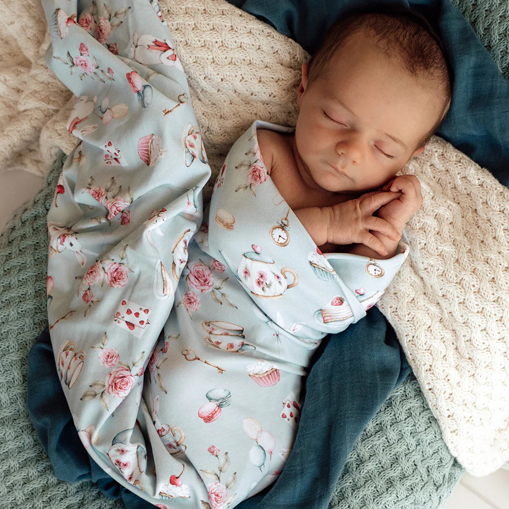 Organic Jersey Wrap & Beanie Set - White Rabbit
