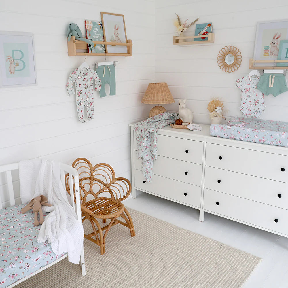 Organic Fitted Cot Sheet - White Rabbit