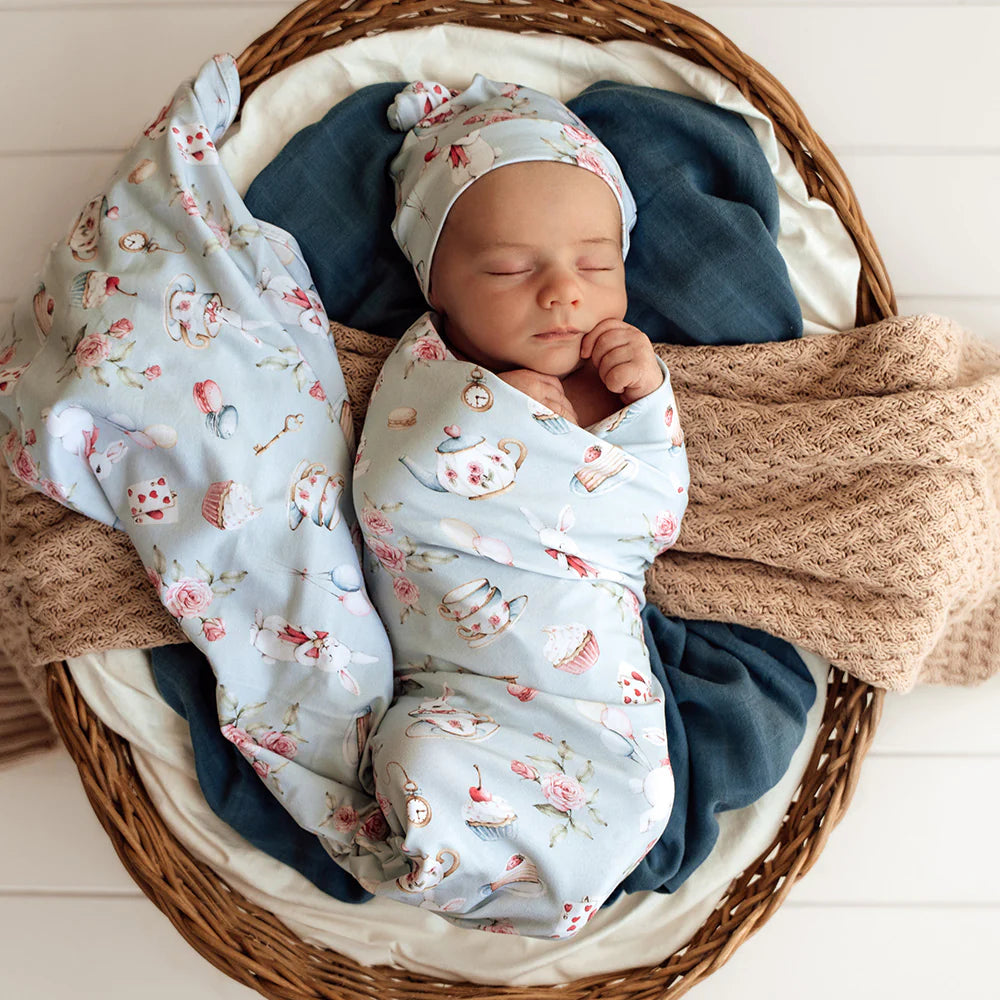 Organic Jersey Wrap & Beanie Set - White Rabbit