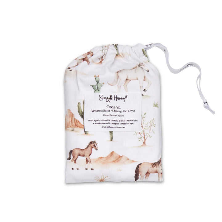 Snuggle Hunny Organic Bassinet Sheet / Change Pad Cover - Wild Horses
