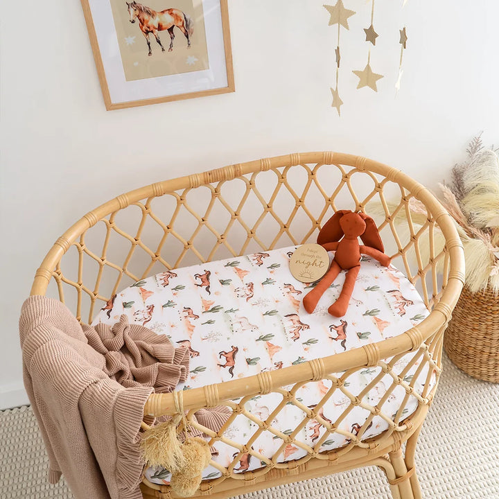 Snuggle Hunny Organic Bassinet Sheet / Change Pad Cover - Wild Horses